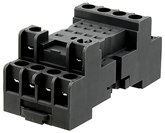 Black electric socket with multiple plug connections, suitable for industrial applications.