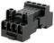 Black electric socket with multiple plug connections, suitable for industrial applications.