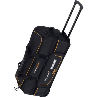 Black travel bag with orange accents, extendable handle and wheels; labelled with 'Limited Edition' and brand logos.