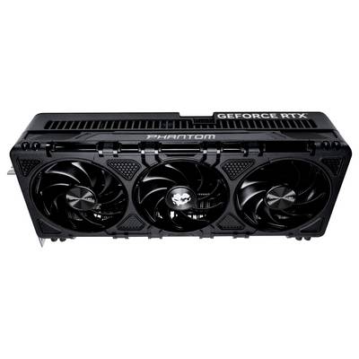 Graphics card with three fans, marked with 'Phantom' and 'GeForce RTX'. It is suitable for high-performance graphics and gaming applications.