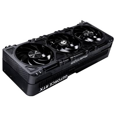 A black graphics card with three fans, marked with 'GEFORCE RTX' and 'PHANTOM', demonstrates a robust, modern design.