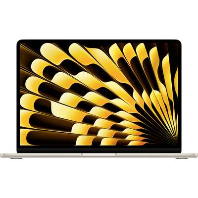 A laptop with a screen displays an abstract yellow and black pattern spiralling towards the centre of the screen.