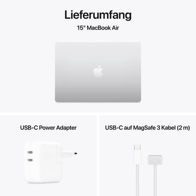'Contents: 15" MacBook Air, USB-C Power Adapter, USB-C to MagSafe 3 Cable (2 m).'