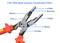 7 IN 1 VDE Multi-function Combination Pliers with labels indicating functions: Grips, Wrenches, Reams, Cuts, Strips, Shears, Crimps.