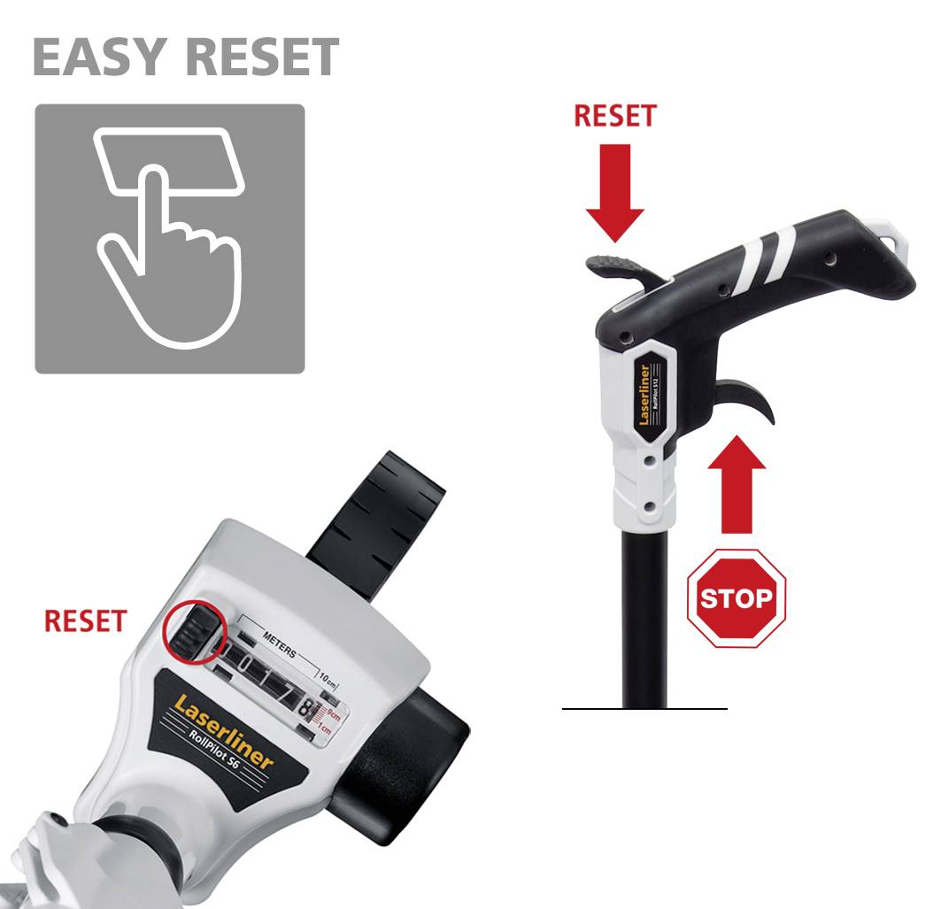 An image shows a device with a 'Reset' button and a lever. Arrows and labels clarify the reset function.