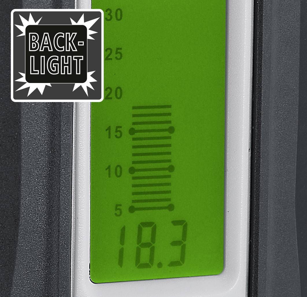A digital display shows the value of 18.3. In the top left, there is a symbol with the text 'Backlight', indicating background illumination.