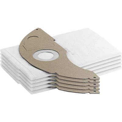 A stack of white vacuum cleaner bags with flat paper connectors suitable for fitting to a vacuum cleaner.
