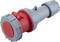 Industrial connectors, grey and red, for electrical connections. Plastic housing, suitable for harsh environments.