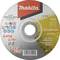 Metal grinding disc, Makita brand, 125mm diameter, with specifications for maximum RPM and cutting edge thickness.