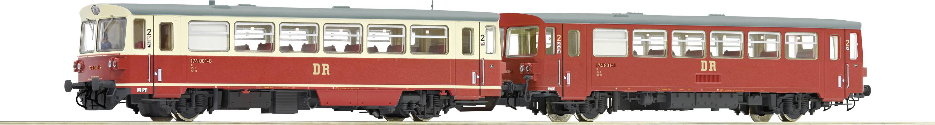Roco 7700013 H0 diesel rail car 174 001-8 with side car of DR