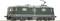 A green locomotive with 'bls' written on its body, photographed from the side. It is stationed on a section of railway track.