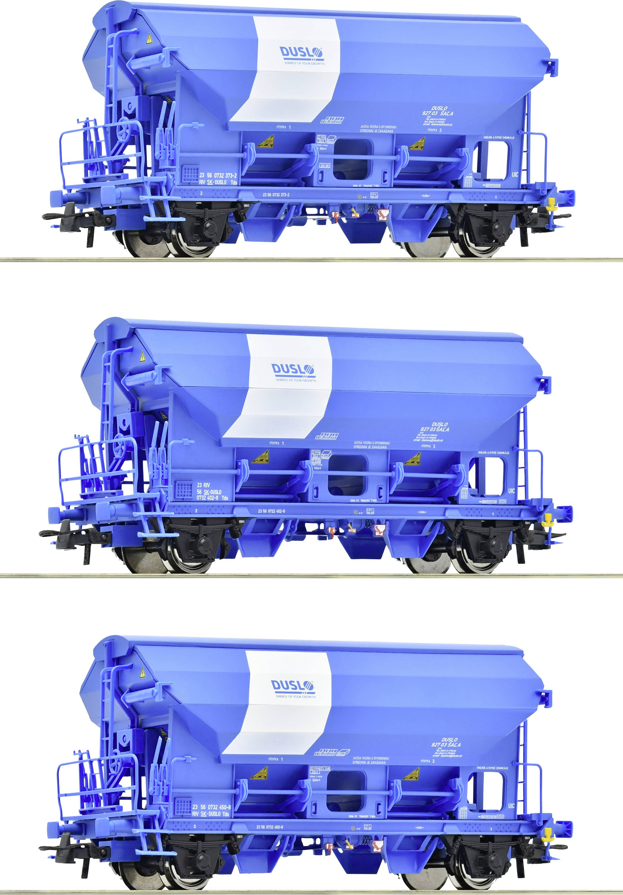 Image of Roco 6600134 H0 set of 3 SWIVELING ROOF WAGON of Duslo