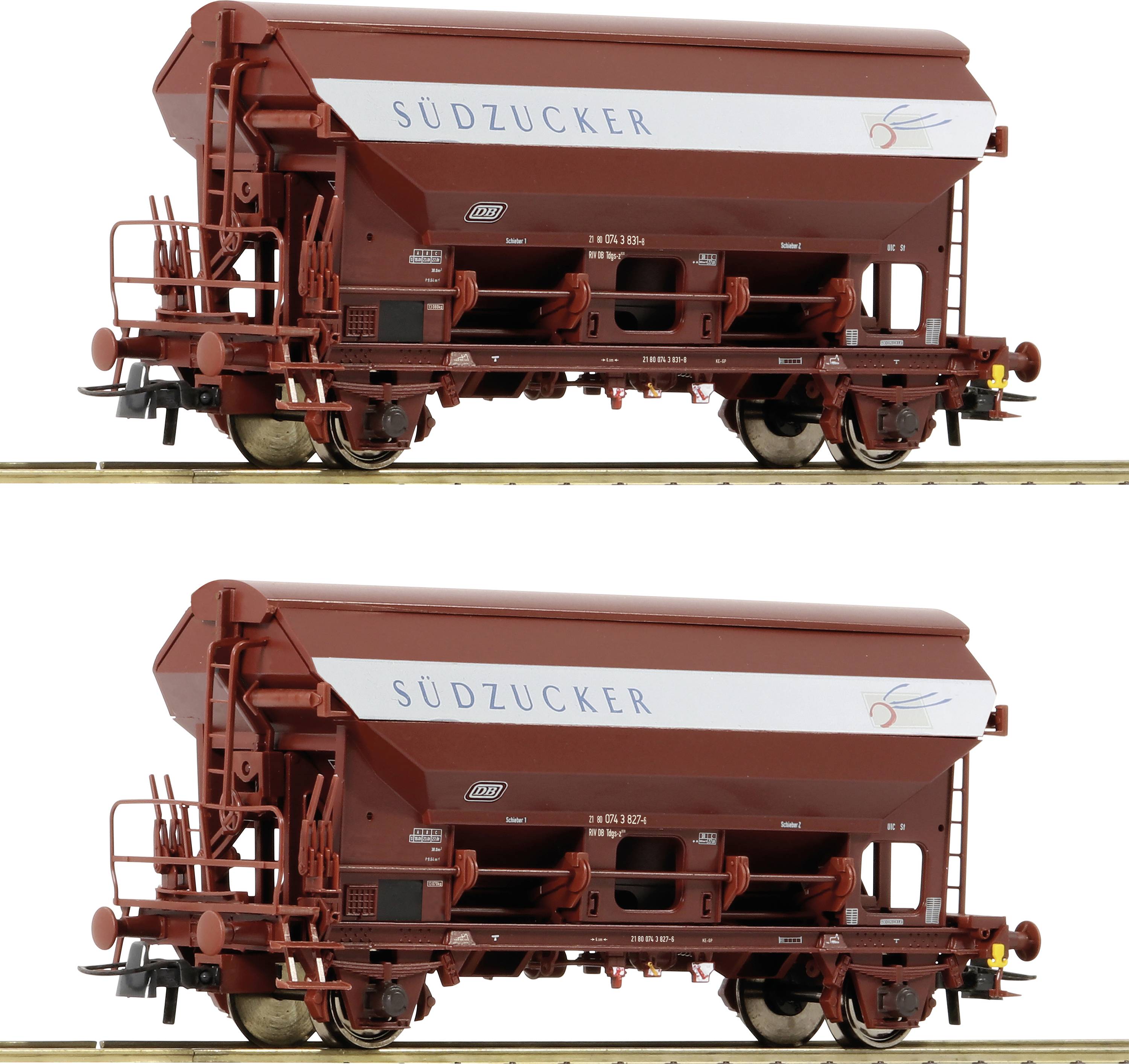 Image of Roco 6600124 H0 set of 2 pivot roof wagon of DB