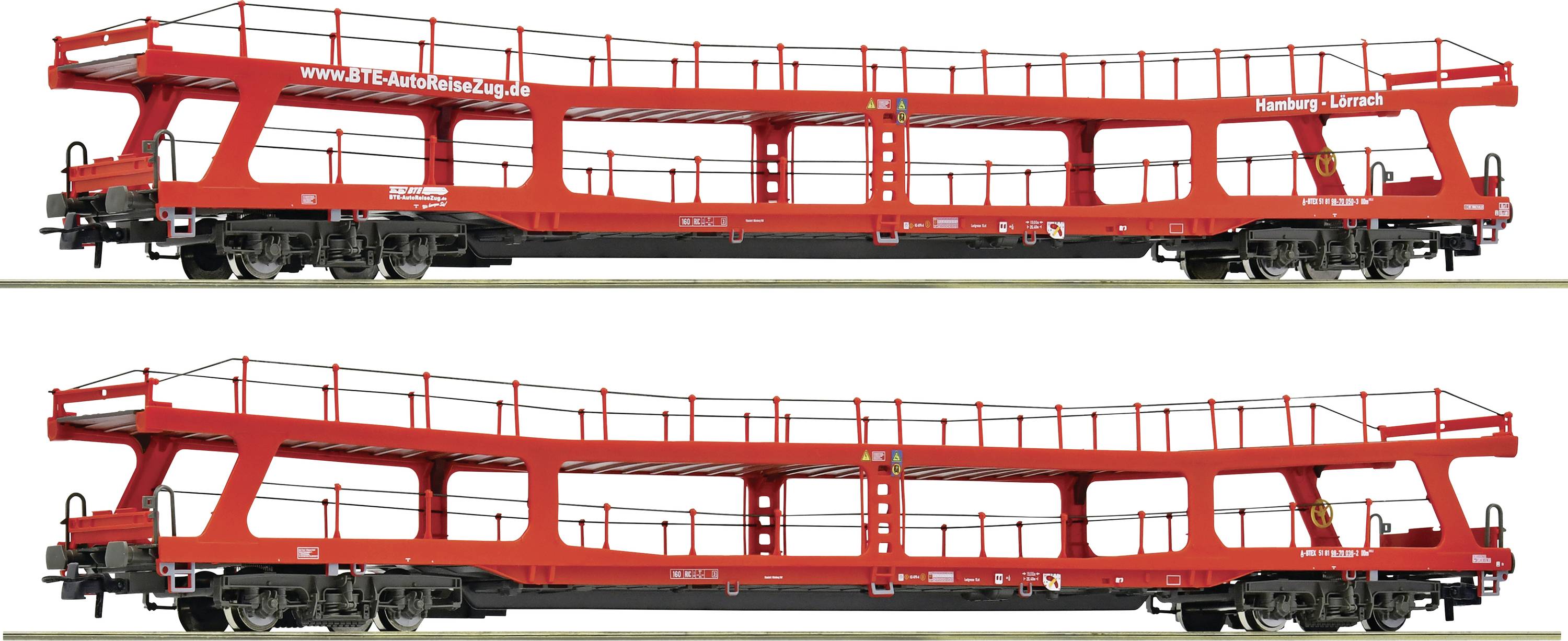 Image of Roco 77047 H0 set of 2 car-transport wagon of railway tourism express