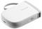 A portable, white mini-printer with one button and a USB port, suitable for mobile printing.