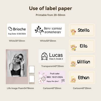 Use of Label Paper: Personalised Labels for Names, Expiry Dates and Special Occasions in Various Sizes and Designs.