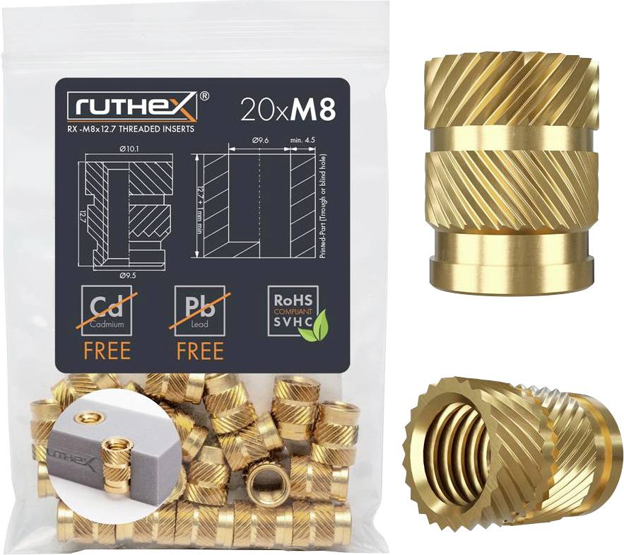 ruthex Threaded insert RX-M8x12.7 GE-M8x127-001