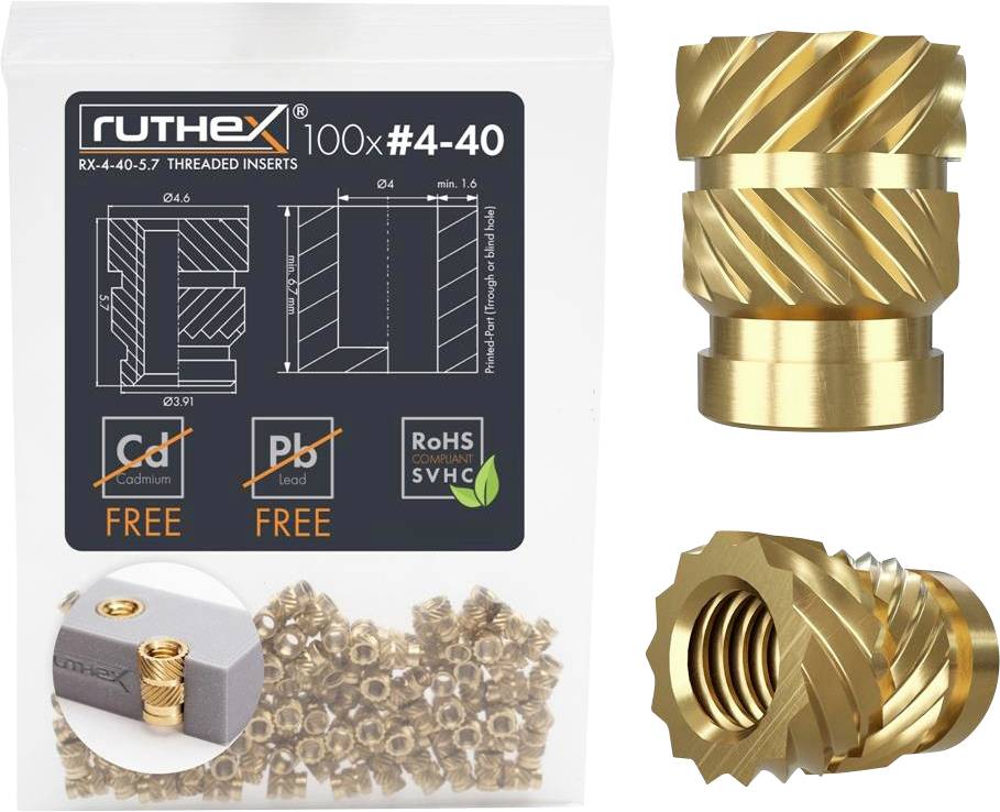 ruthex Threaded insert RX-4-40x5.7 GE-4-40x57-001