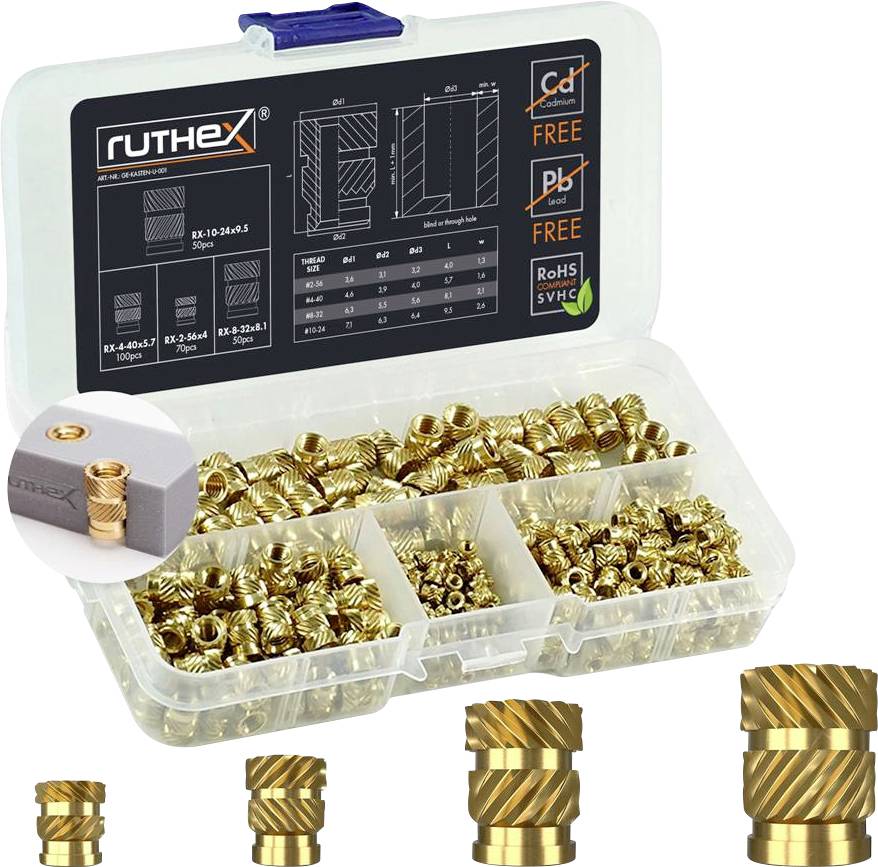 ruthex Threaded insert #2-56/#4-40/#8-32/#10-24 UNC GE-KASTEN-U-001