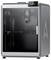 3D printer in silver-black with a transparent front door, branded 'Creality', showing internal mechanics visible through glass.