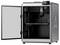 A 3D printer with an open casing reveals its internal workings. 'CREALITY' is written on the casing.