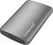 External hard drive by Intenso in metallic grey, with a USB-C port on the side, suitable for data storage while travelling.