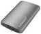 External hard drive in a silver casing with 'Intenso' printed on it. Features a USB port on the front.