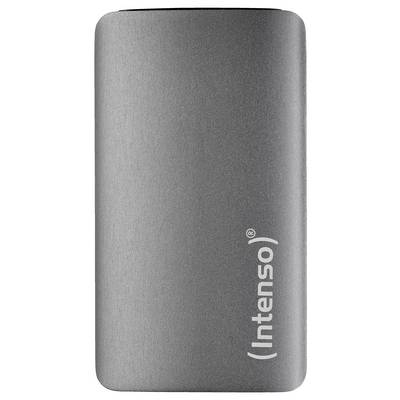 Portable grey Intenso power bank, compact and slim, perfect for charging devices on the go.