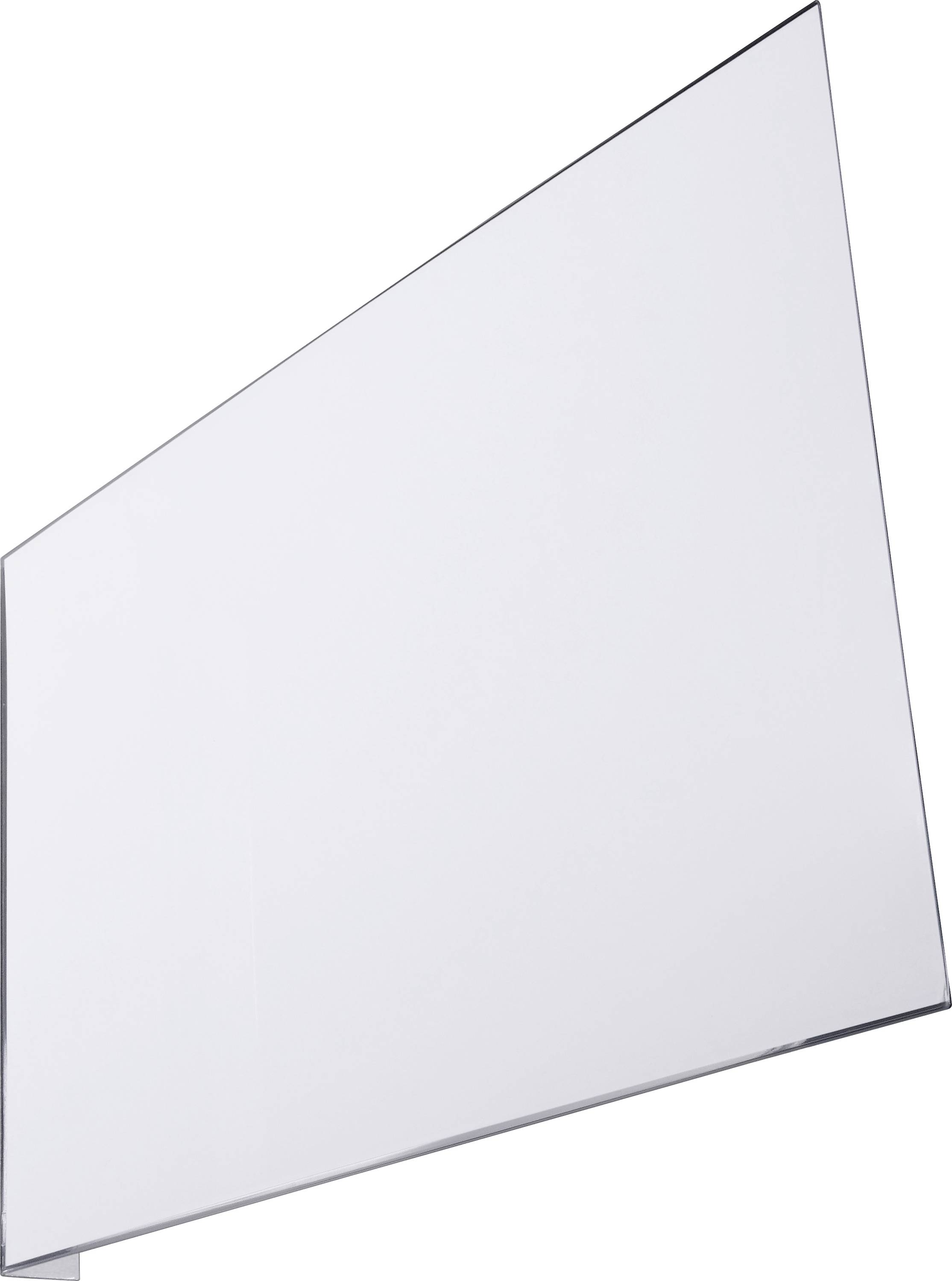 A single, thin and slightly curved metal sheet against a white background.