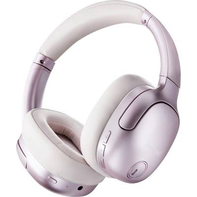 Rose-coloured, wireless over-ear headphones with side control buttons that enable seamless music enjoyment.