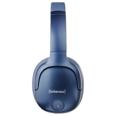 A blue Bluetooth headset from Intenso with an over-ear design and noise-isolating ear cups.