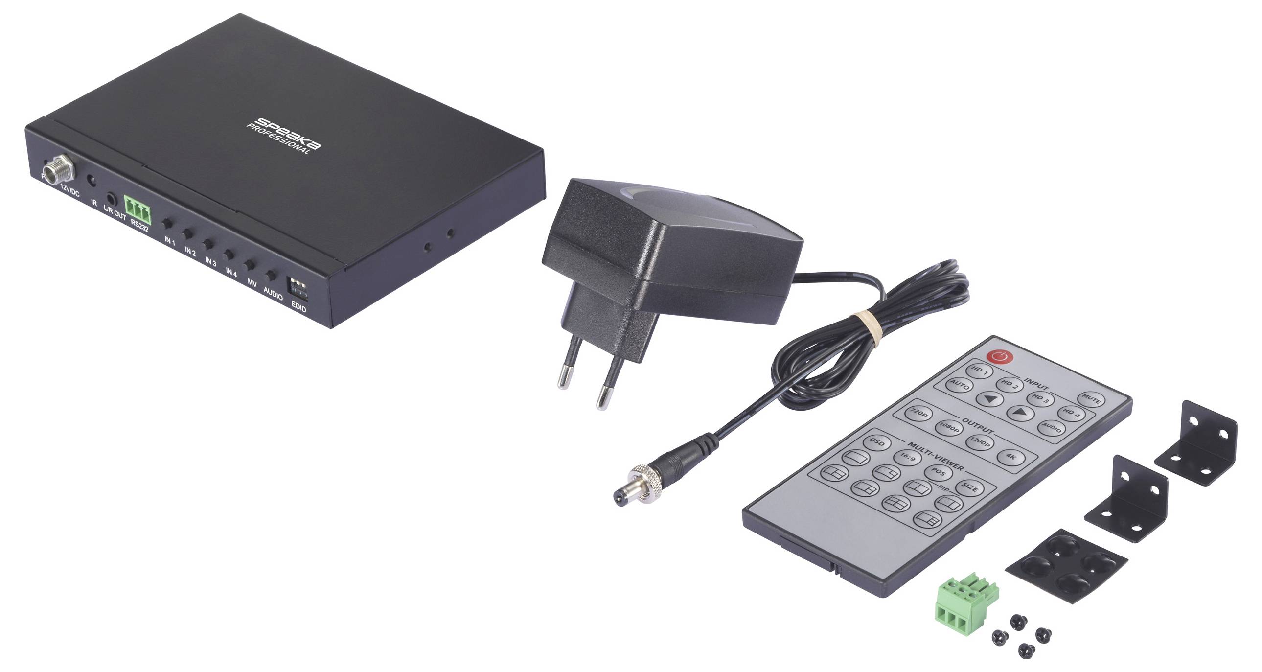 SpeaKa Professional SP-HDS-QMV200 4 ports HDMI quad multi viewer + PiP 3480 x 2160 p-4