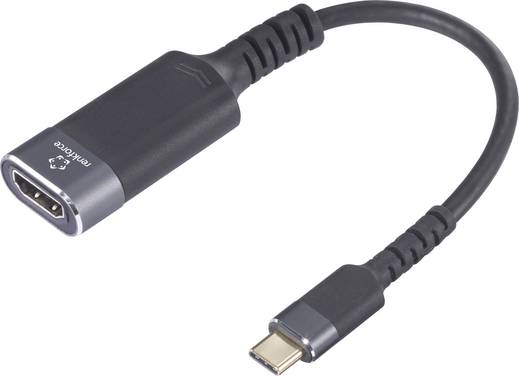 Renkforce RF-6798312 USB-C® / HDMI Adapter cable [1x  - 1x HDMI socket] Black-grey 4K UHD 0.20 m