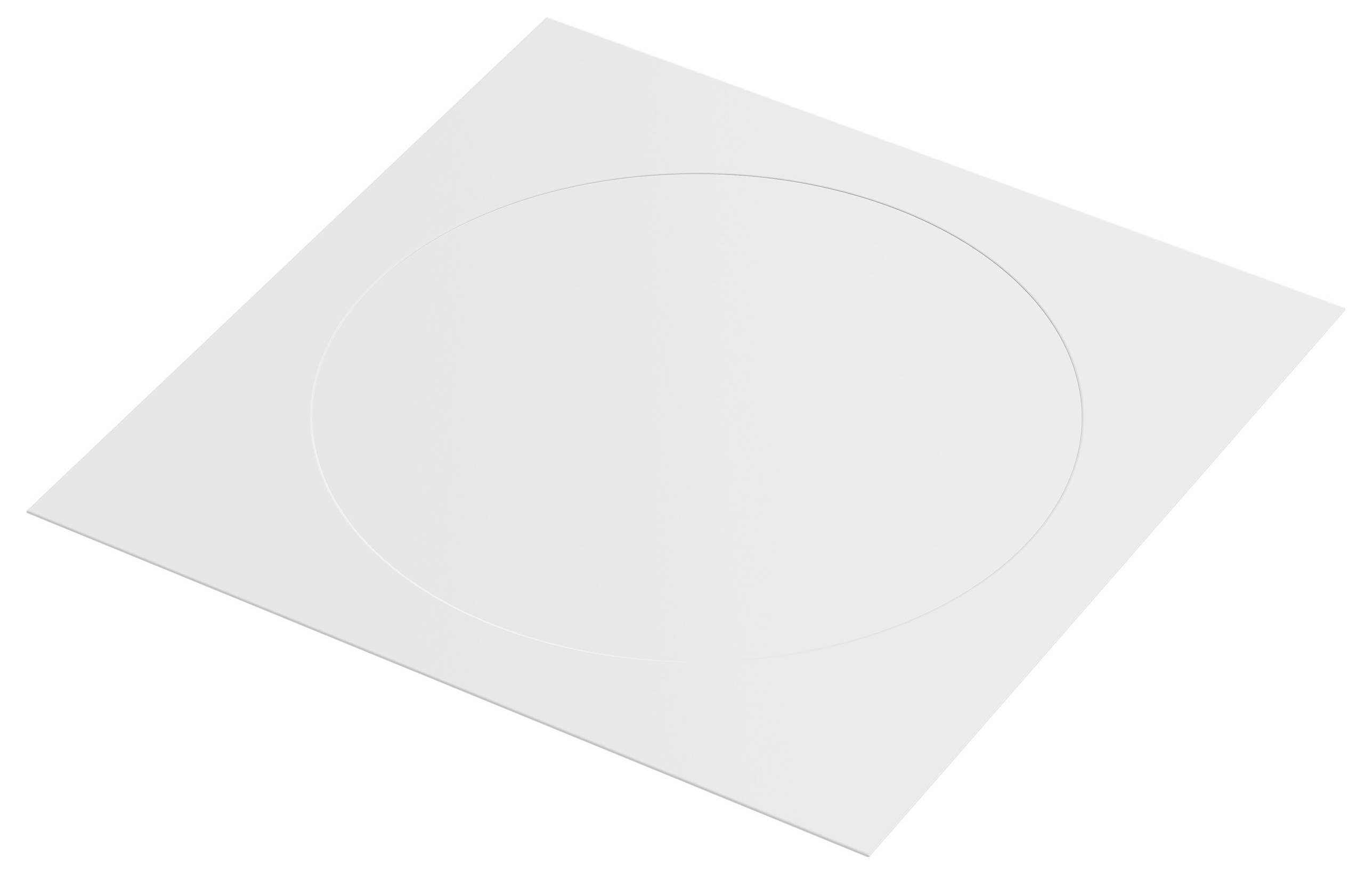 A white ceiling tile with a circular pattern, likely used for ventilation or decoration, viewed from an angle.