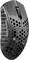Black, ergonomic gaming mouse with honeycomb pattern for minimal weight and improved airflow, including two side buttons.