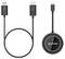 A USB to DisplayPort cable and a round, black adapter device with the inscription 'manhattan' and a small display.