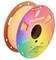 A colorful spool of 3D printer filament in bright orange, brand 'Panchroma', on rainbow packaging.