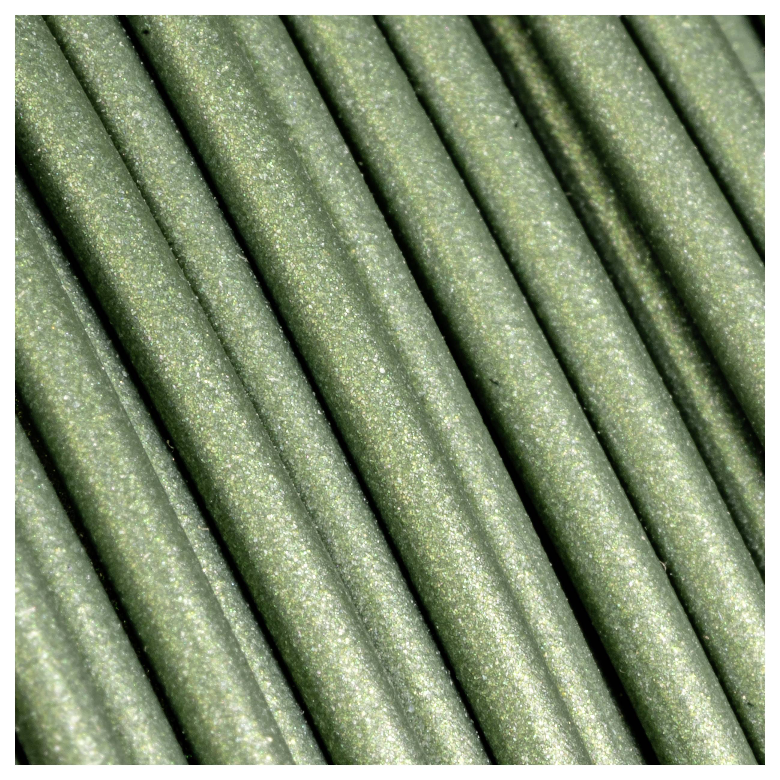 Green cables in parallel arrangement, vertically aligned. Smooth texture and uniform spacing between the cables.