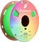 A spool of green 3D printing filament labeled 'Panchroma Neon Green'. Packaging shows technical details and weight specifications.