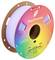 Spool with 3D printing filament in pastel color, on cardboard with rainbow print. Product name 'Matte Pastel Periwinkle'.