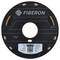 Black fiber spool with 'FIBERON' logo. Label shows: spool mass, weight, color, diameter, QR code, SKU, batch number.