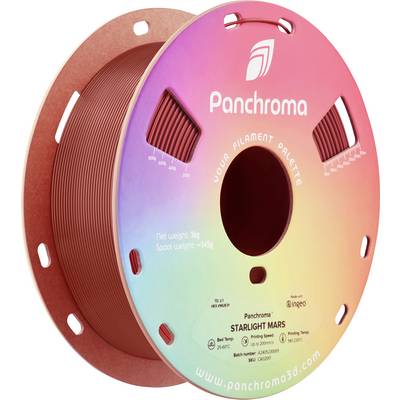 3D printer filament spool 'Panchroma Starlight Mars', weight 1 kg. Rainbow label with logo and filament information.