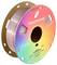 The image shows a spool of 3D printer filament in the color 'Silk Rose Gold' from Panchroma, with rainbow design on the packaging.