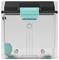 A transparent plastic box with a turquoise lid and closures, suitable for storing and transporting small items.