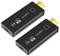 Two black HDMI sticks with 'logi-link' and '4K UHD' labeling, one with 'RX', the other with 'TX', gold connectors.