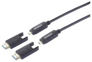 SpeaKa Professional Fibreglass / HDMI Cable HDMI-A plug, HDMI-Micro-D plug, HDMI-A plug, HDMI-Micro-D plug 10.00 m Black SP-13597804 8K UHD HDMI cable