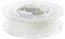 3D printer plastic filament spool, white color, mounted on transparent holder.
