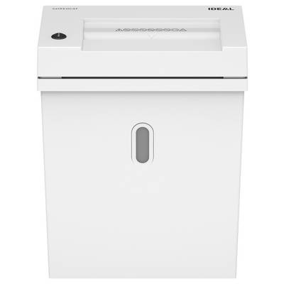 A white paper shredder with a switch and document insertion slot on top. Suitable for securely destroying documents.
