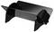 A sleek, modern, black laptop stand with angled legs, designed to hold a laptop at an ergonomic viewing angle.