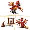 LEGO set with red phoenix made from building blocks, wizard hat and stand. The phoenix is designed with rich detail and can be positioned in various ways.